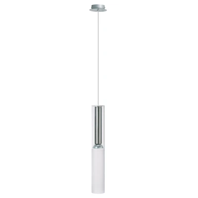 Phil Satin Chrome and White Cylindrical Pendant