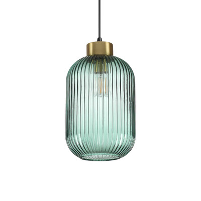 Mint Green Striped Glass Capsule Pendant Light.jpg
