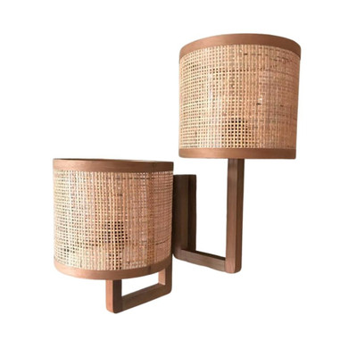 Cannes 2 Light Natural Timber Wall Sconce