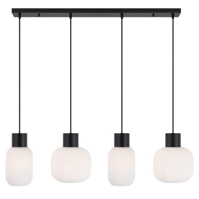 Norilsk 4 Light Black Opal Matt Ribbed Glass Pendant