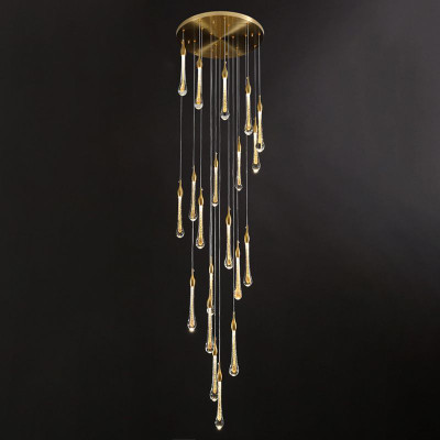 Jadore 20 Light Brass and Gold Clear Pendant Chandelier