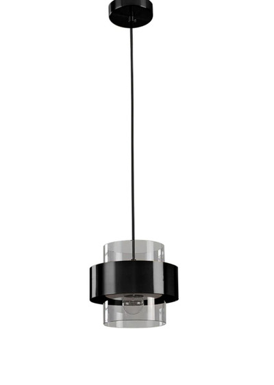 Layla Black Cylindrical Smoke Glass Pendant Light