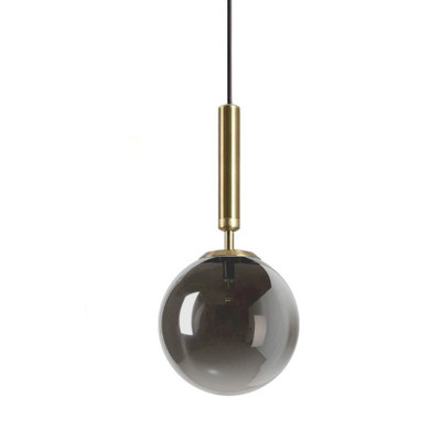 Victoria Gold Round Ball Smoke Glass Pendant Light