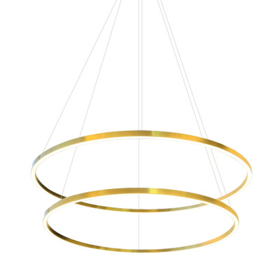 Brushed Golden Ring Down Two Tiered Oversize LED Pendant