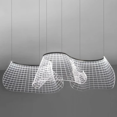 Sheet Black Frame LED Strip Freeform Pendant