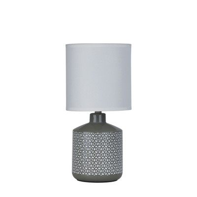 Clinton Glossy Grey Ceramic Bedside Table Lamp