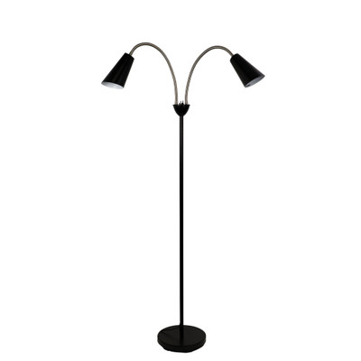 Walter Black and Chrome Flexible Neck Twin Floor Lamp