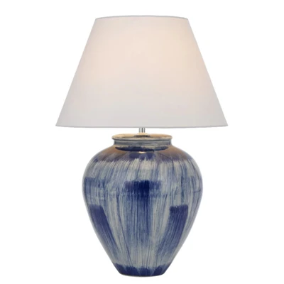 Gema Brushed Blue and White Ceramic Table Lamp