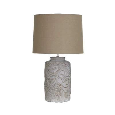 Anna Embossed Floral Base Table Lamp