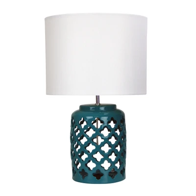 Cabela Teal Moorish Cut Ceramic Table Lamp
