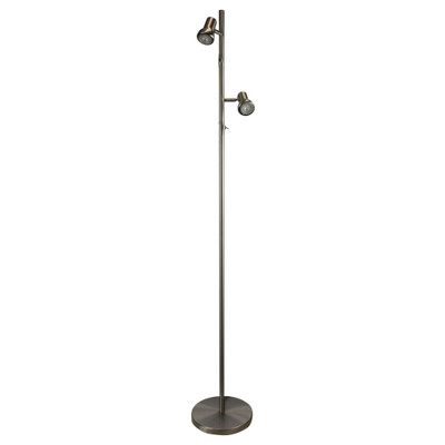 Dora Twin Light Adjustable Antique Brass Floor Lamp