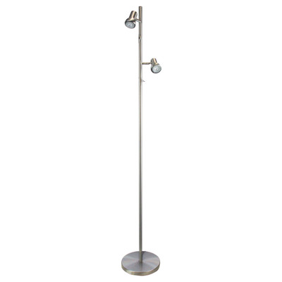 Dora Twin Light Adjustable Brushed Chrome Floor Lamp