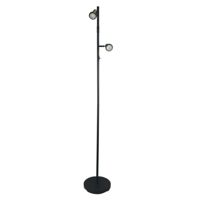 Dora Twin Light Adjustable Black Floor Lamp