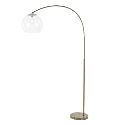 Oriolle Antique Brass Arc Floor Lamp