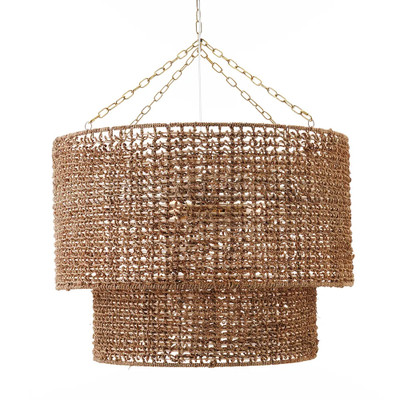 Navi Double Drum Rattan Pendant Chandelier
