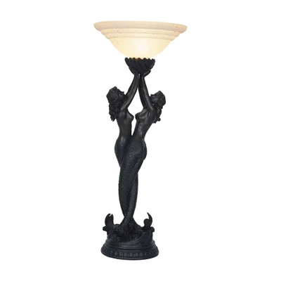 Twin Mermaid Art Deco Torchiere Floor Lamp