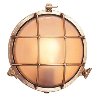 Eden Brass Round Outdoor Bunker Wall Light