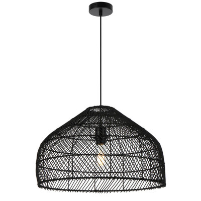 Freya Black Rattan Dome Pendant Light