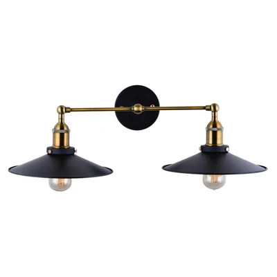Andy Black and Brass Wide Cone Twin Wall Light