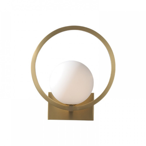 Meira Brass Ring Milky White Glass Wall Sconce