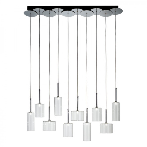 Daxi Clear Glass Chrome Metal 10 Light Linear Pendant Chandelier