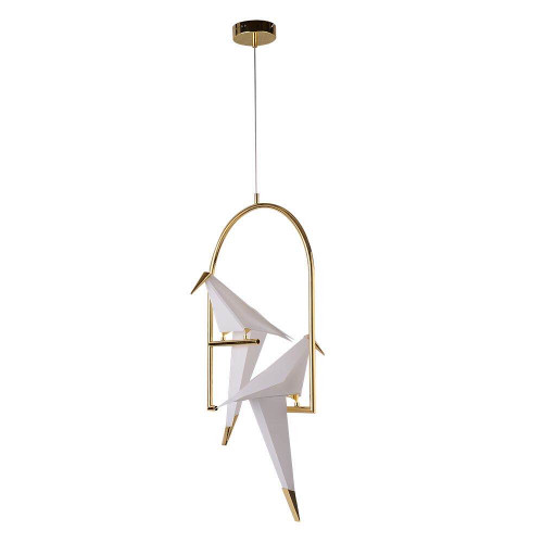 Two Birds White Gold Linear Pendant Light