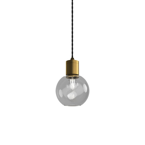 Parlour Old Brass Sphere Clear Glass Pendant Light