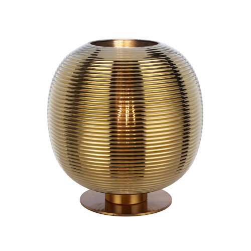 Viking Mirrored Gold Ribbed Glass Table Lamp