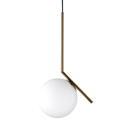 Minimalist Line Brass Opal Glass Modern Pendant Light
