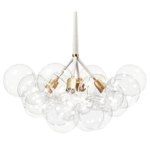 Round Clear Glass Orb Chandelier - White