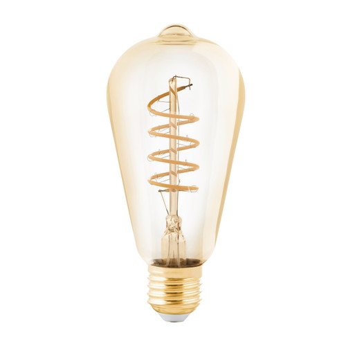 4W ST64 Spiral Filament Amber Glass Warm White E27 LED Bulb