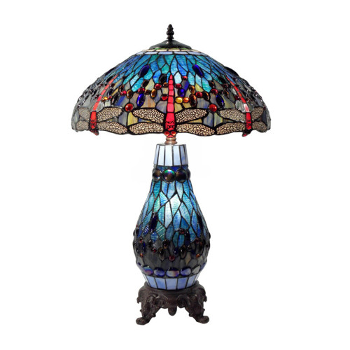 Dragonia Blue Glass Tiffany Table Lamp
