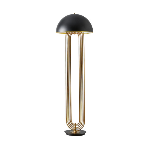 Devon Brushed Gold Black Floor Lamp