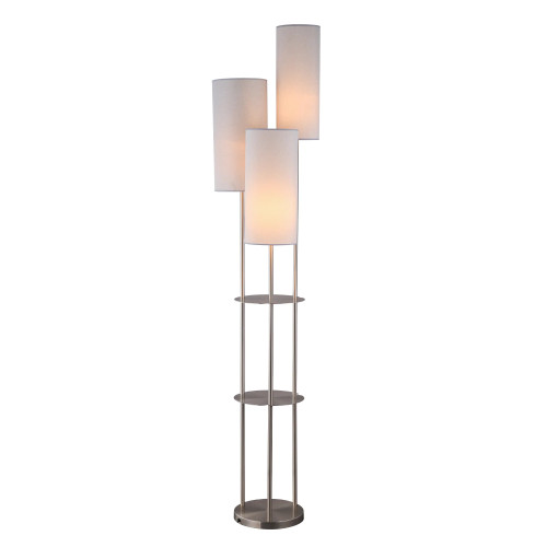 Trio Satin Nickel Cluster Tray Floor Lamp