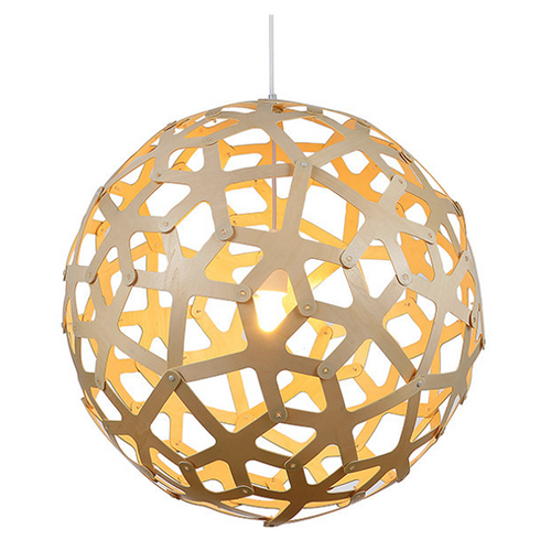 Geometric Sphere Wooden Pendant Light