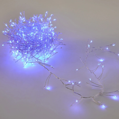 Blue and White Micro LED Silver Cluster String Light