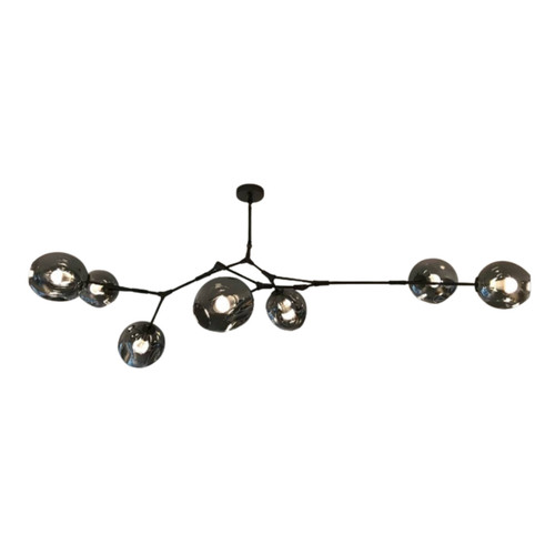 Hand-Blown Dimpled Glass Chandelier - 7 Light - BLK-SMK