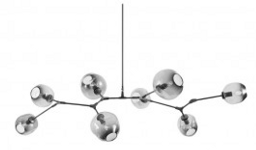 Hand-Blown Dimpled Glass Chandelier - 8 Light - Black and Smoke