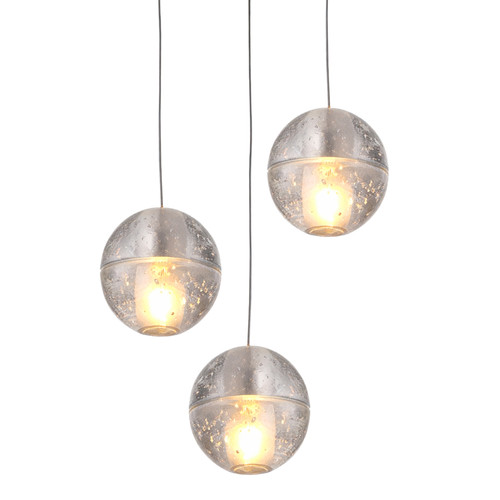Space Bubble Spherical Clear Glass 3 Light LED Cluster Chandelier