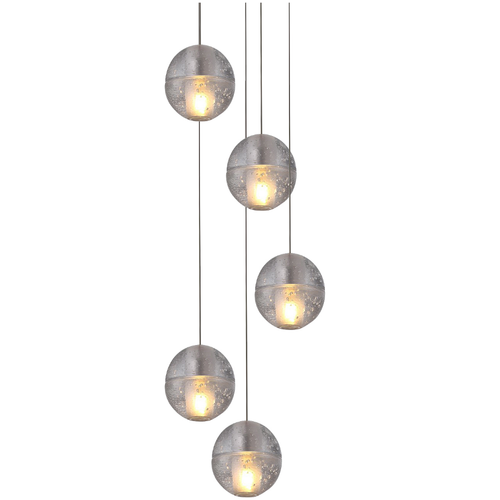 Space Bubble Spherical Clear Glass 5 Light LED Cluster Chandelier