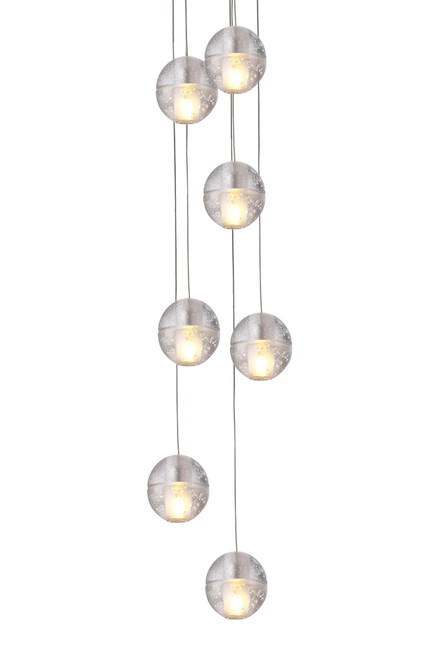 Space Bubble Spherical Clear Glass 7 Light LED Cluster Chandelier