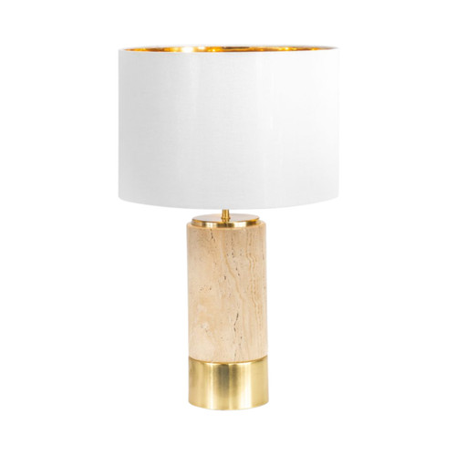 Compostela Travertine Table Lamp - White Shade