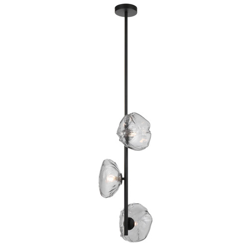 Zaria Black Smoked Glass 3 Light Vertical Pendant Light