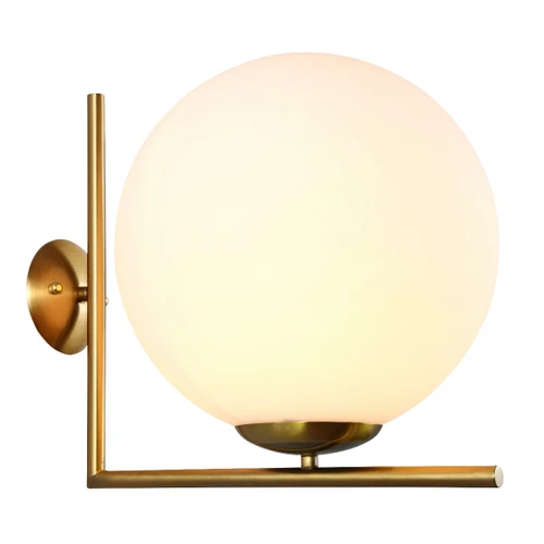 Minimalist Line Brass Opal Glass Modern Wall Light