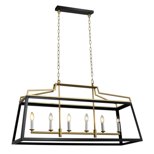 Lawrence Black Gold Modern Farmhouse Long Pendant