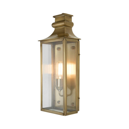 Crawford IP54 Solo Light Lantern Wall Lamp - Antique Brass