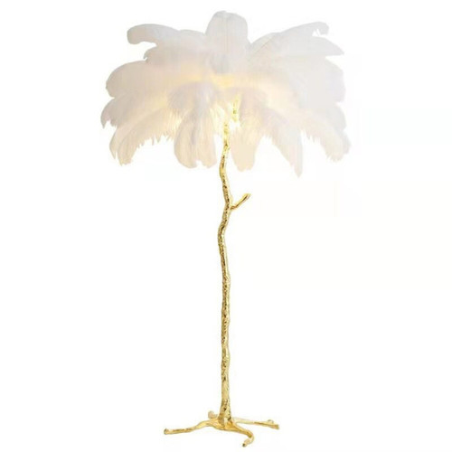Feather White Poly Resin Tree Floor Lamp
