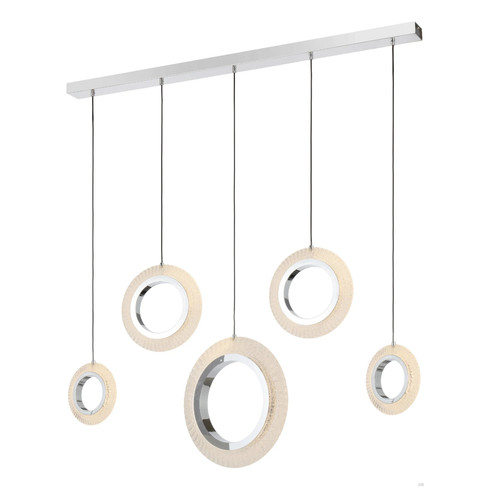 Candra 5 Light Chrome LED Ring Linear Pendant