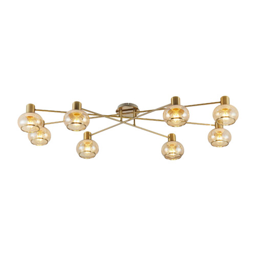 Monrovia 8 Light Antique Brass Glass Ceiling Lamp