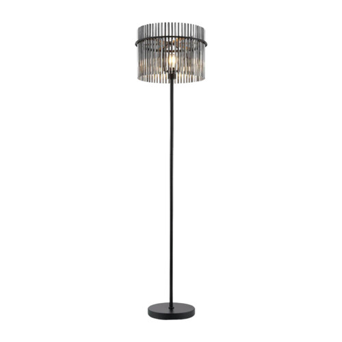 Quincy Smoke Glass Black Floor Lamp